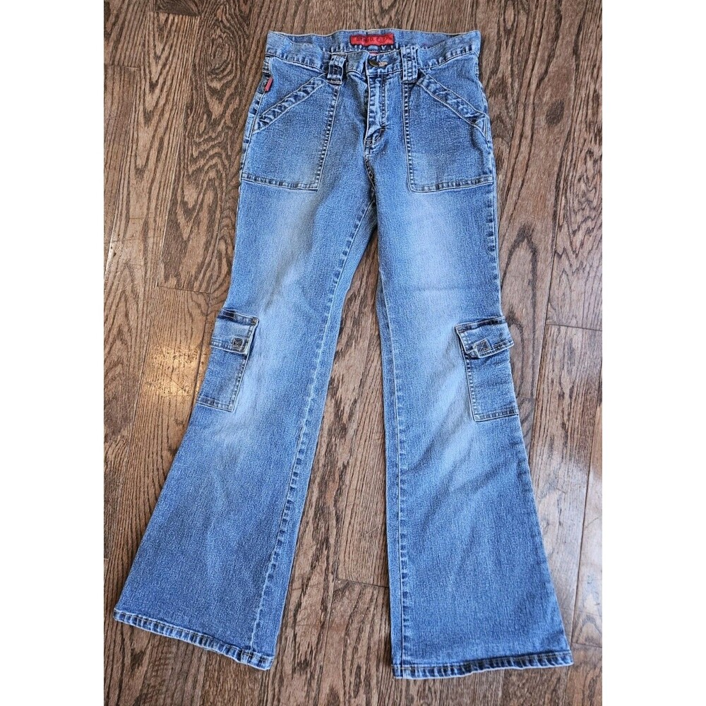 Vintage Y2K Let Me B. Bongo Cargo Flare Jeans Size 14 Juniors (26 x 27)
